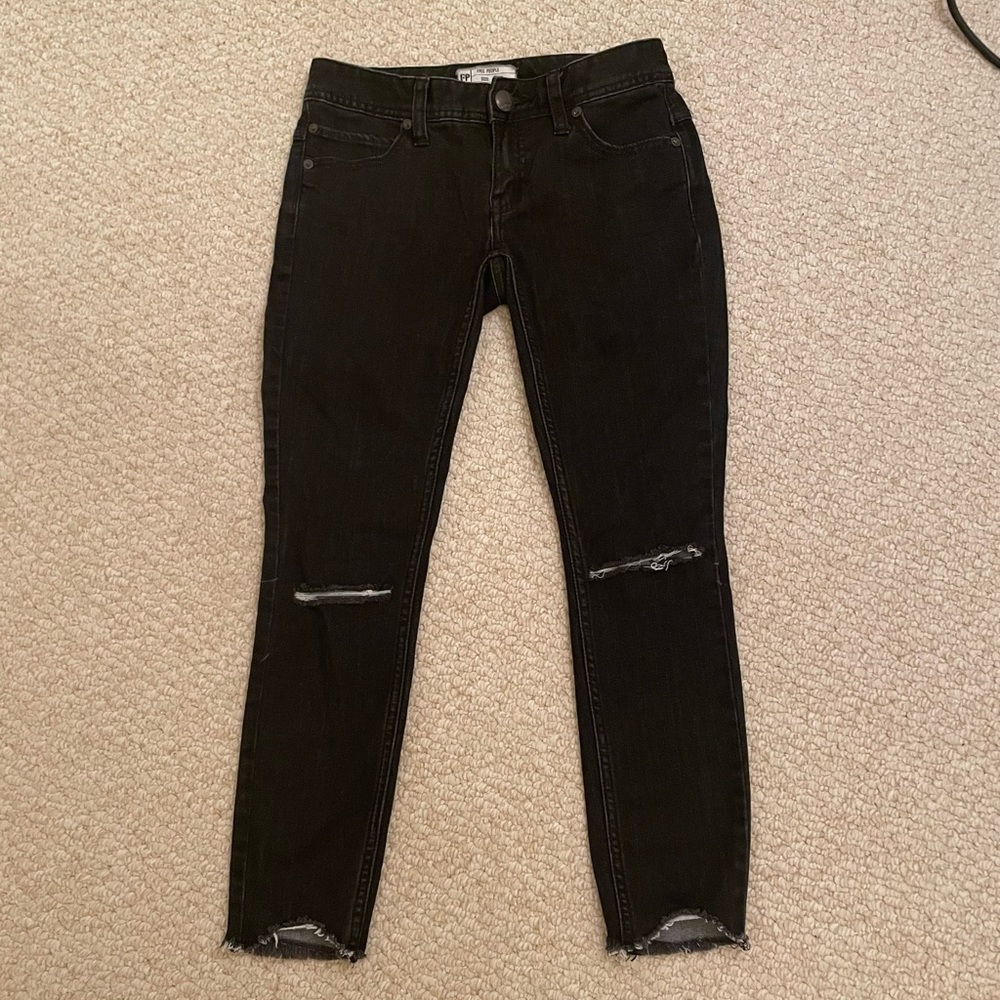 FREE PEOPLE Black Ripped and Raw Edge Jeans - Picture 6 of 9
